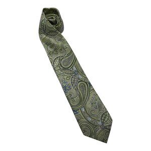 Geoffrey Beene Sage Paisley Silk Tie Vintage